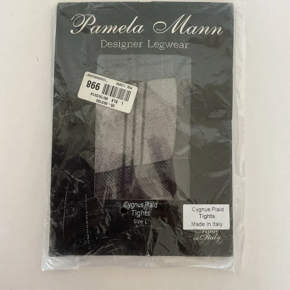 Pamela Mann Silky Cygnus Plaid Tights size large NWT
